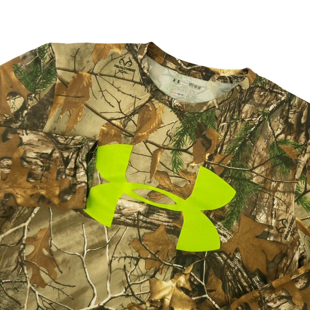 Under Armour HeatGear Shirt Mens M Brown Realtree Camo Long Sleeve Hunting